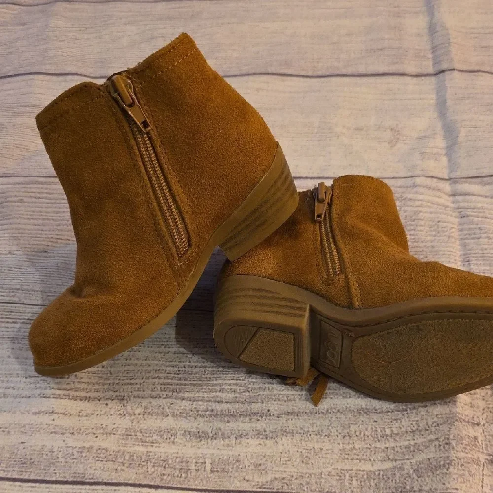 Sugar Brown Suede Ankle Boots with Fringe